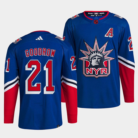 Men's New York Rangers #21 Barclay Goodrow Blue 2022 Reverse Retro Stitched Jersey